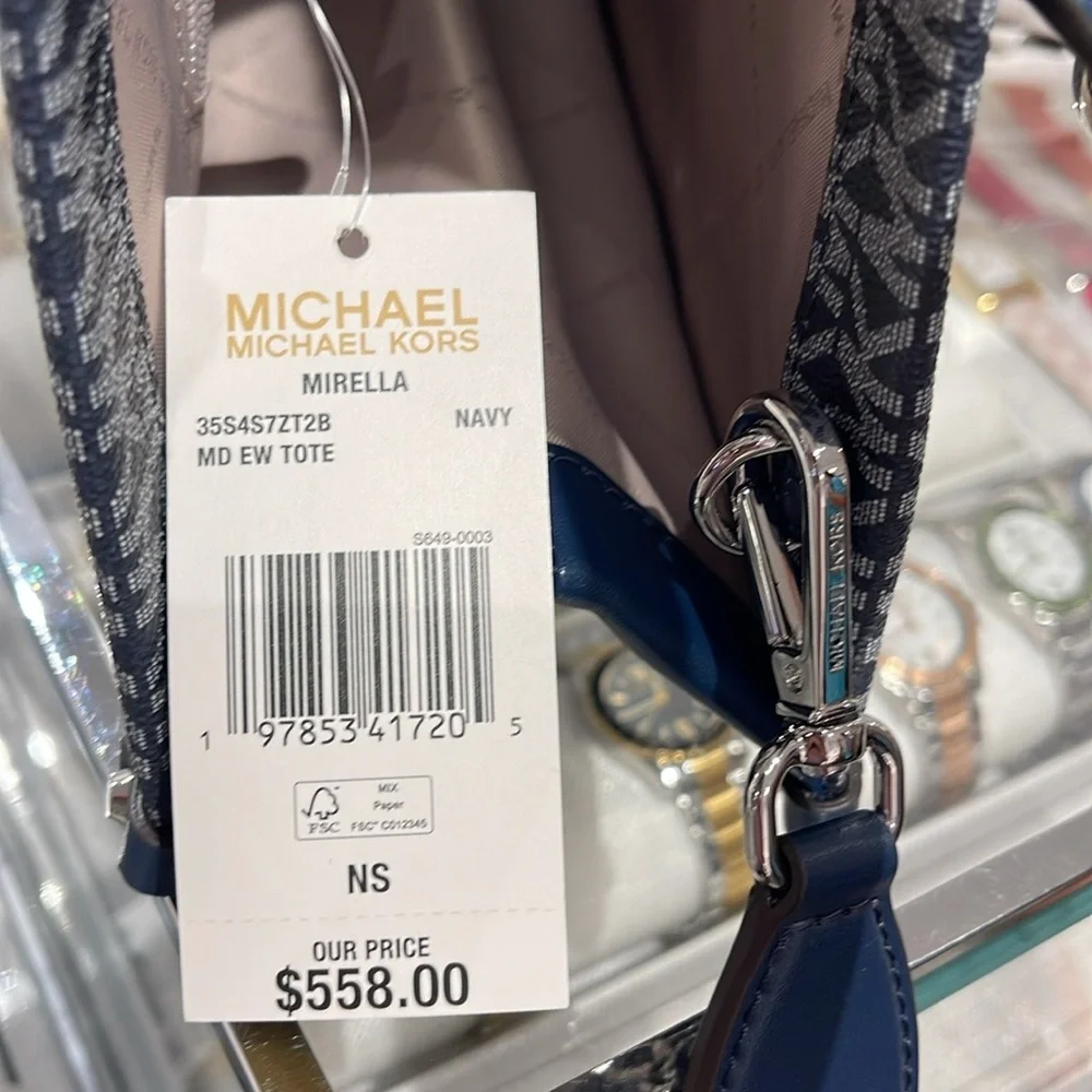 MICHAEL KORS Mirella Medium Ombré Logo EW Tote Shoulder Bag
Navy 
NWT - Picture 13 of 16